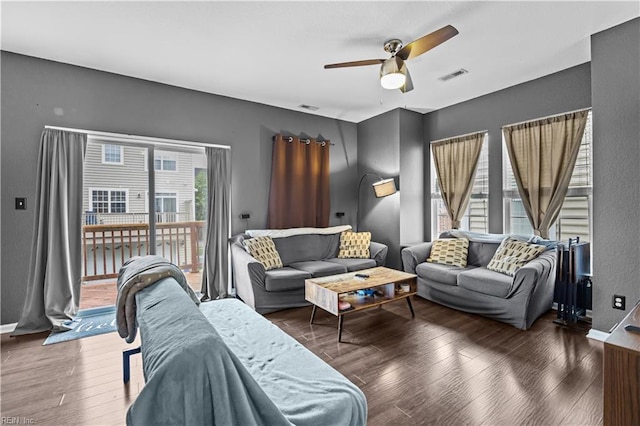 249 Carnelian St Unit 85A, Virginia Beach, VA 23462 - living area with a ceiling fan, wood finished floors, and baseboards