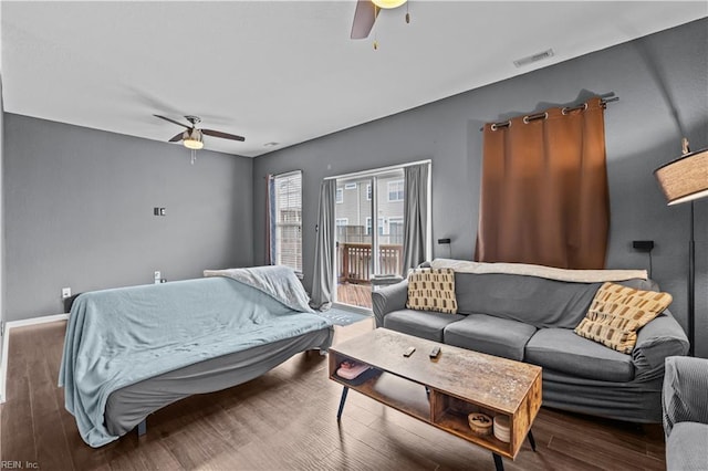249 Carnelian St Unit 85A, Virginia Beach, VA 23462 - living area with ceiling fan, wood finished floors, and baseboards