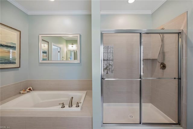 531 Middleton Way, Chesapeake, VA 23322 - full bathroom with a garden tub, a stall shower, and ornamental molding