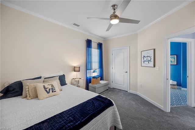 531 Middleton Way, Chesapeake, VA 23322 - carpeted bedroom with crown molding, baseboards, and a ceiling fan