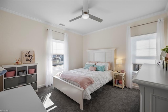 531 Middleton Way, Chesapeake, VA 23322 - bedroom featuring crown molding, dark carpet, and a ceiling fan