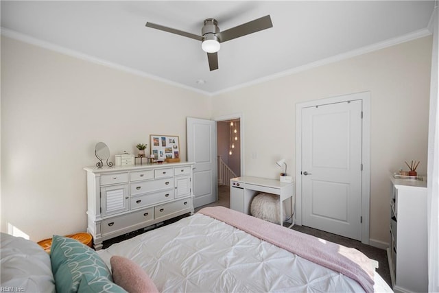 531 Middleton Way, Chesapeake, VA 23322 - carpeted bedroom featuring crown molding and a ceiling fan