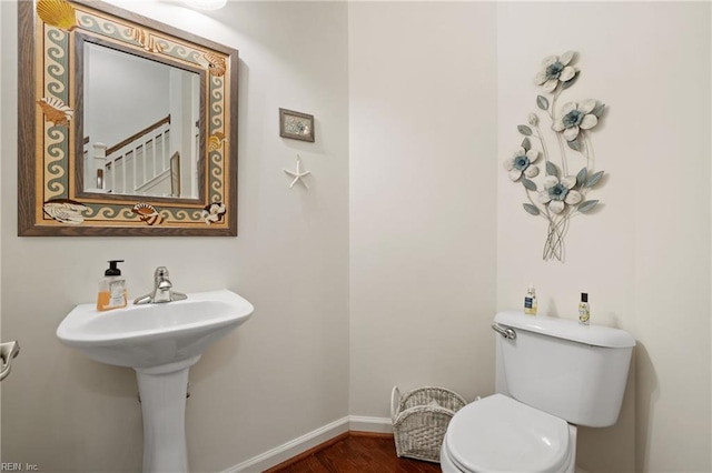 313 Preservation Reach Reach, Chesapeake, VA 23320 - bathroom featuring wood finished floors, toilet, baseboards, and a sink