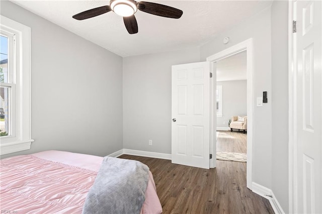 31 W Sunset Rd, Hampton, VA 23669 - bedroom featuring dark wood finished floors, baseboards, and ceiling fan