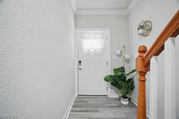 1918 Prentis Ave, Portsmouth, VA 23704 - entryway featuring crown molding, wood finished floors, baseboards, and a textured wall