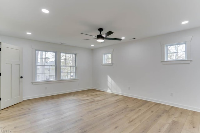 2417 Cedar Rd, Chesapeake, VA 23323 - empty room featuring ceiling fan, light wood-style floors, recessed lighting, and baseboards