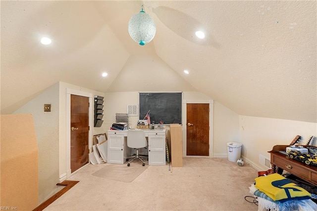 511 Brackenridge Ave, Norfolk, VA 23505 - home office featuring lofted ceiling, light colored carpet, recessed lighting, and baseboards