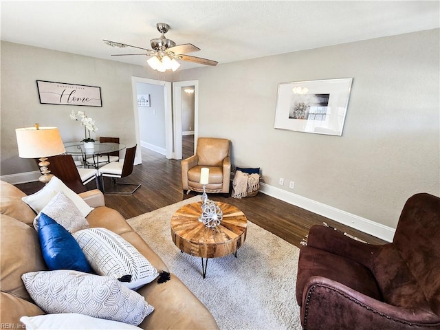 1251 Little Bay Ave, Norfolk, VA 23503 - living room with baseboards, wood finished floors, and a ceiling fan