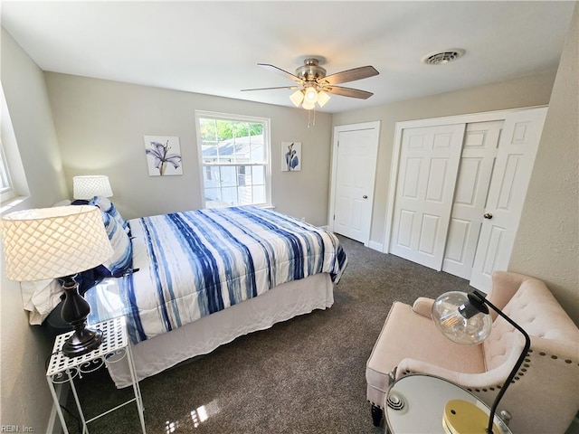 1251 Little Bay Ave, Norfolk, VA 23503 - bedroom featuring carpet flooring, a ceiling fan, and multiple closets