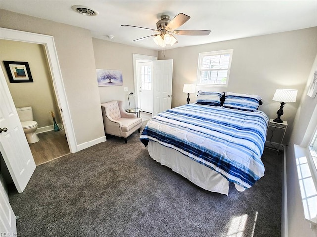 1251 Little Bay Ave, Norfolk, VA 23503 - carpeted bedroom featuring baseboards, a ceiling fan, and connected bathroom