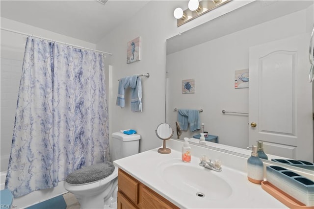 3012 Trappers Run, Chesapeake, VA 23321 - bathroom with vanity, toilet, and shower / tub combo with curtain