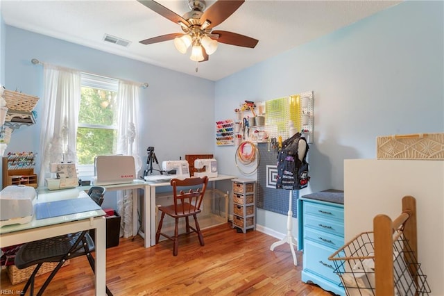 5801 Lancelot Dr, Virginia Beach, VA 23464 - office area with wood finished floors, ceiling fan, and baseboards