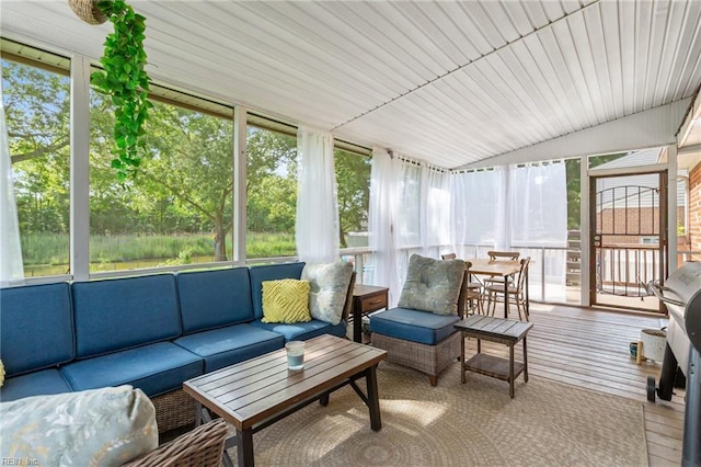5801 Lancelot Dr, Virginia Beach, VA 23464 - sunroom featuring an outdoor living space, healthy amount of natural light, and lofted ceiling
