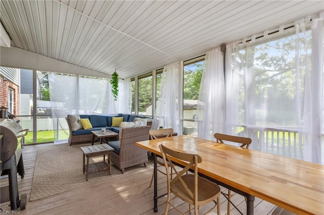 5801 Lancelot Dr, Virginia Beach, VA 23464 - sunroom / solarium with an outdoor living space, lofted ceiling, and healthy amount of natural light