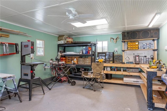 5801 Lancelot Dr, Virginia Beach, VA 23464 - misc room with a workshop area and ceiling fan