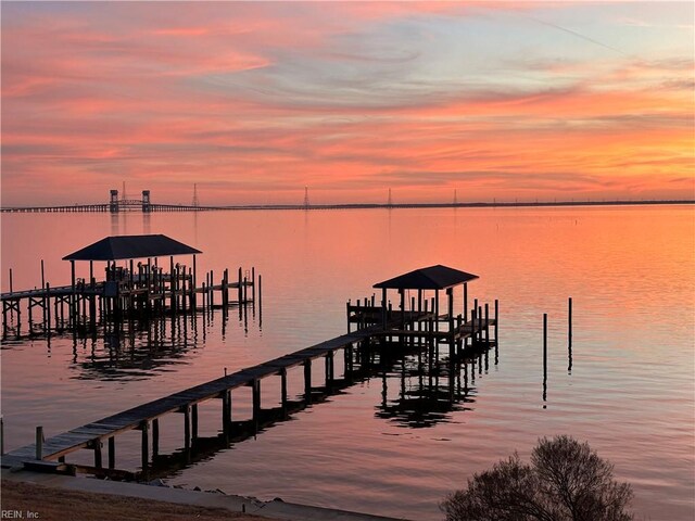 609 River Rd, Newport News, VA 23601 - dock featuring boat lift and a water view