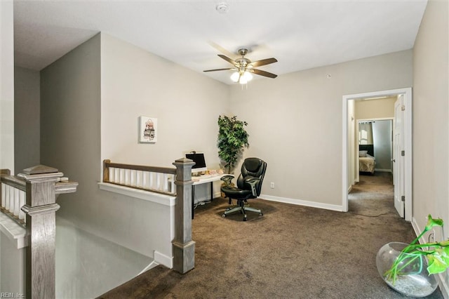 418 Fishers Ct, Hampton, VA 23666 - carpeted office space with ceiling fan and baseboards