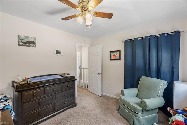 3404 Dickens Dr, Virginia Beach, VA 23452 - living area with ceiling fan, light carpet, and baseboards