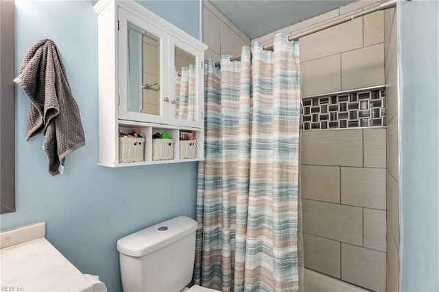 3404 Dickens Dr, Virginia Beach, VA 23452 - bathroom featuring toilet, curtained shower, and vanity