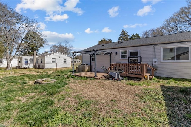 109 Sykes Ave, Portsmouth, VA 23701 - back of house featuring an outdoor fire pit, a pergola, and a deck