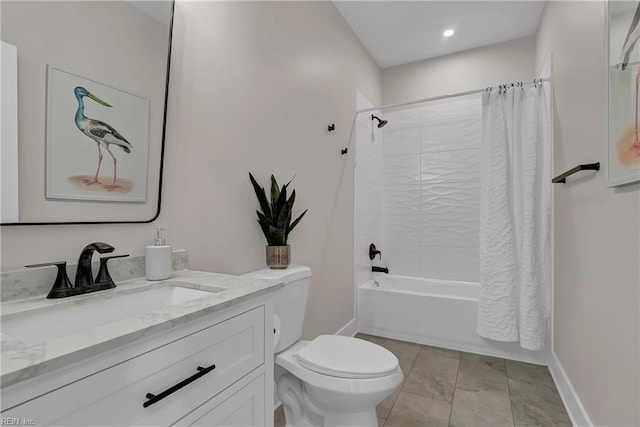 1028 W 36th St, Norfolk, VA 23508 - full bath with toilet, vanity, shower / bath combination with curtain, baseboards, and tile patterned floors