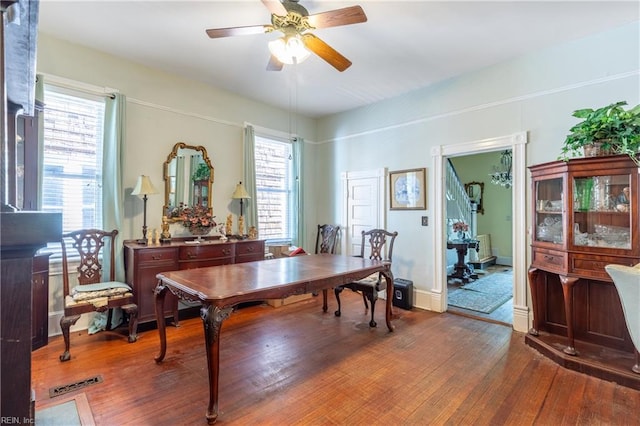 218 Mt Vernon Ave, Portsmouth, VA 23707 - office space featuring a ceiling fan, wood finished floors, and plenty of natural light