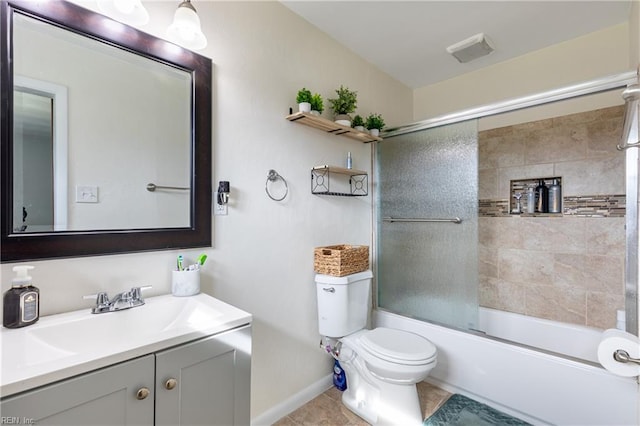 8121 Walters Dr, Norfolk, VA 23518 - bathroom with vanity, enclosed tub / shower combo, and tile patterned flooring
