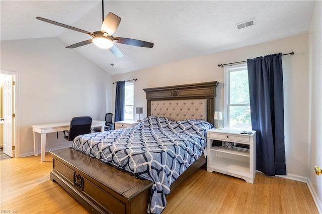 11 Thomas Athey Ct, Hampton, VA 23666 - bedroom with light wood-type flooring, vaulted ceiling, baseboards, and ceiling fan