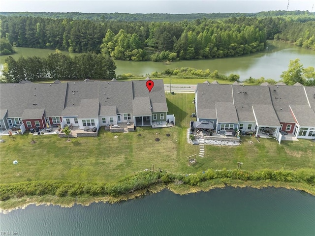 161 Kenny Ln, Smithfield, VA 23430 - aerial overview of property's location with a large body of water and a heavily wooded area