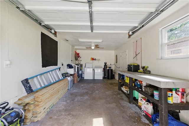 1219 Milton St, Norfolk, VA 23505 - garage with washer and clothes dryer and a workshop area