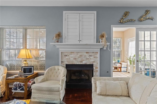 2673 Einstein Dr, Virginia Beach, VA 23456 - living area with a fireplace and wood finished floors