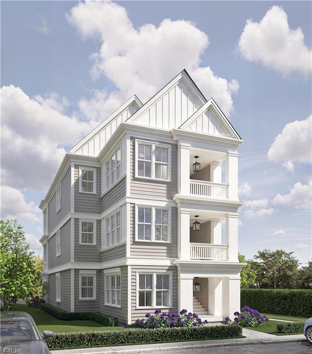 1548 Waltham Ln Unit A, Newport News, VA 23608 - view of front of home featuring a balcony and board and batten siding