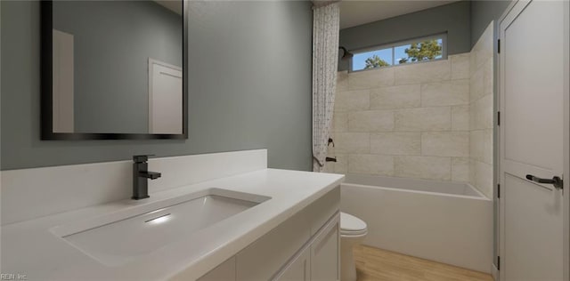 1548 Waltham Ln Unit A, Newport News, VA 23608 - full bathroom featuring vanity, toilet, wood finished floors, and shower / bathtub combination
