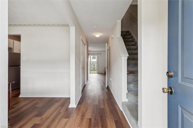 59 Terri Sue Ct, Hampton, VA 23666 - corridor with wood finished floors, stairway, and baseboards