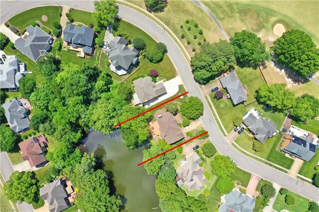 1268 Smith Cove Cir, Virginia Beach, VA 23455 - aerial view of residential area with a large body of water and property boundaries highlighted