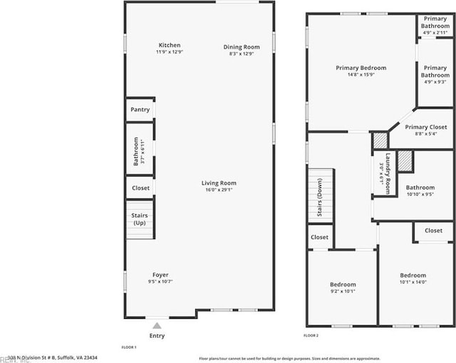 308 N Division St Unit B, Suffolk, VA 23434 - floor plan / room layout