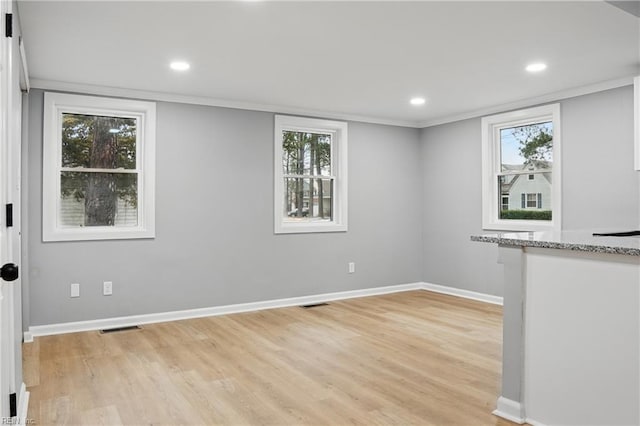 6428 Hudson Ave, Norfolk, VA 23502 - empty room featuring light wood-style floors, baseboards, recessed lighting, plenty of natural light, and ornamental molding