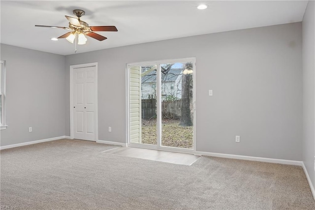6428 Hudson Ave, Norfolk, VA 23502 - empty room with carpet, baseboards, ceiling fan, and recessed lighting