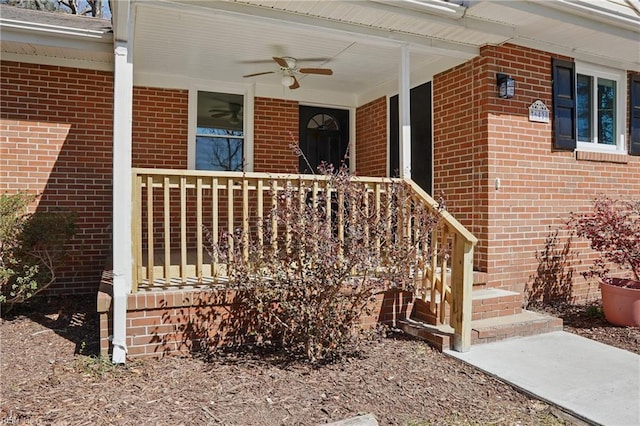 6428 Hudson Ave, Norfolk, VA 23502 - property entrance featuring brick siding, a porch, and ceiling fan
