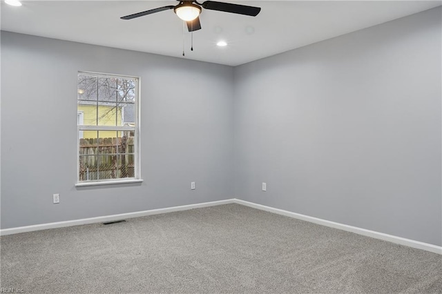 6428 Hudson Ave, Norfolk, VA 23502 - empty room with carpet flooring, a ceiling fan, baseboards, and recessed lighting