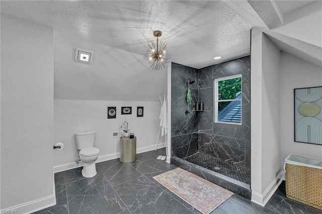 30 W Southampton Ave, Hampton, VA 23669 - full bathroom with a stall shower, a textured ceiling, toilet, marble finish flooring, and baseboards