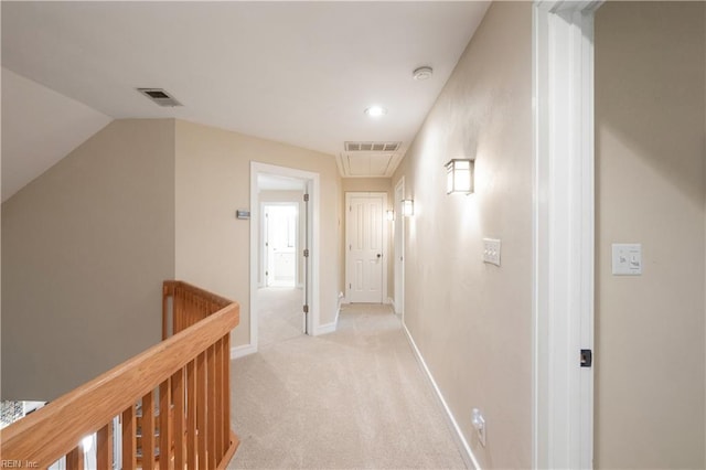 1301 Hawaiian Dr, Virginia Beach, VA 23451 - corridor with light carpet, baseboards, an upstairs landing, attic access, and recessed lighting