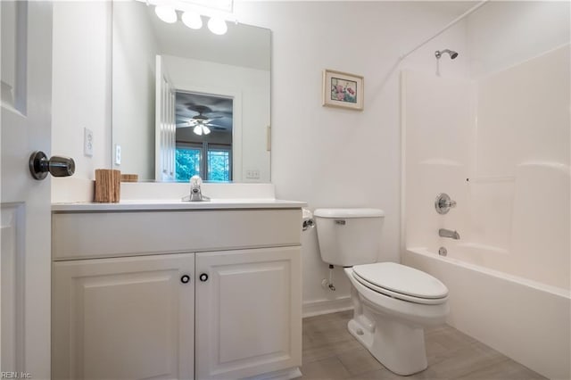 1301 Hawaiian Dr, Virginia Beach, VA 23451 - full bathroom featuring toilet, vanity, shower / bathtub combination, ceiling fan, and baseboards