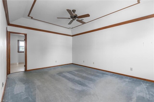1217 Cogliandro Dr, Chesapeake, VA 23320 - unfurnished room with ceiling fan, carpet floors, baseboards, and vaulted ceiling