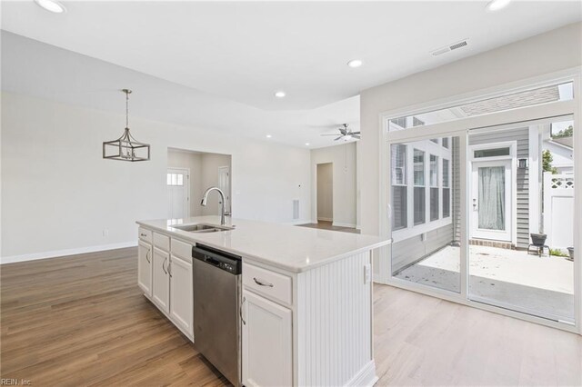 1400 Acadian Dr Unit A, Suffolk, VA 23434 - kitchen featuring a sink, dishwasher, light wood finished floors, plenty of natural light, and recessed lighting