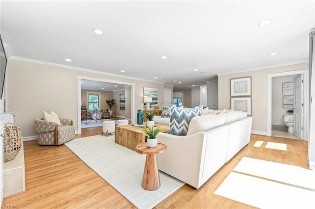 1825 N Alanton Dr, Virginia Beach, VA 23454 - living area featuring light wood-type flooring, ornamental molding, recessed lighting, and baseboards