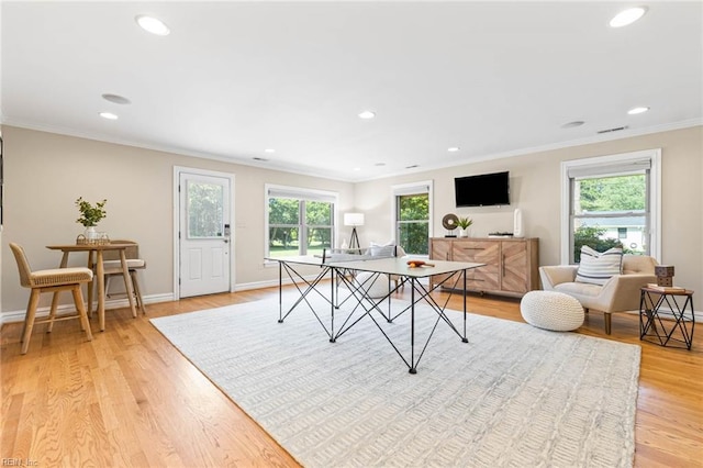 1825 N Alanton Dr, Virginia Beach, VA 23454 - playroom featuring ornamental molding, recessed lighting, light wood-style floors, and baseboards