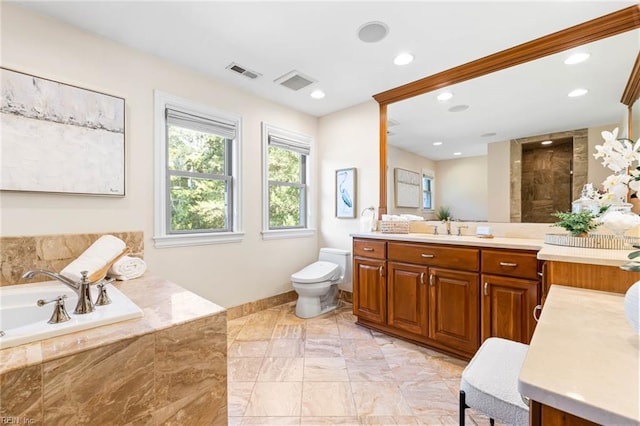 1825 N Alanton Dr, Virginia Beach, VA 23454 - full bath featuring vanity, a bath, recessed lighting, toilet, and a tile shower