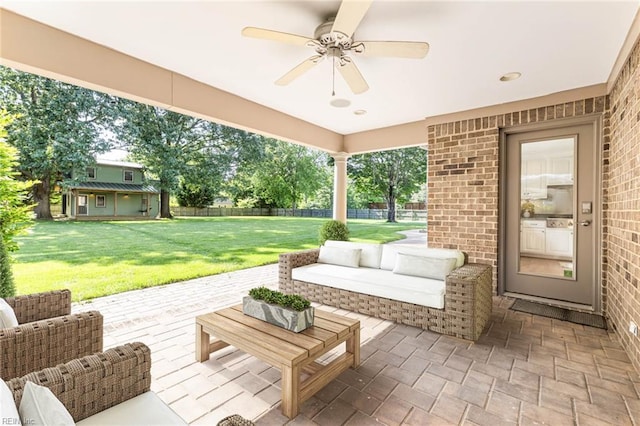 1825 N Alanton Dr, Virginia Beach, VA 23454 - view of patio / terrace featuring a ceiling fan and outdoor lounge area