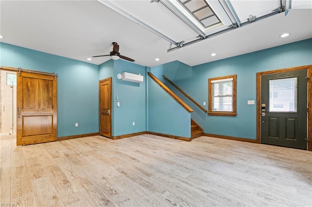 1825 N Alanton Dr, Virginia Beach, VA 23454 - foyer featuring baseboards, a wall unit AC, wood finished floors, recessed lighting, and stairway
